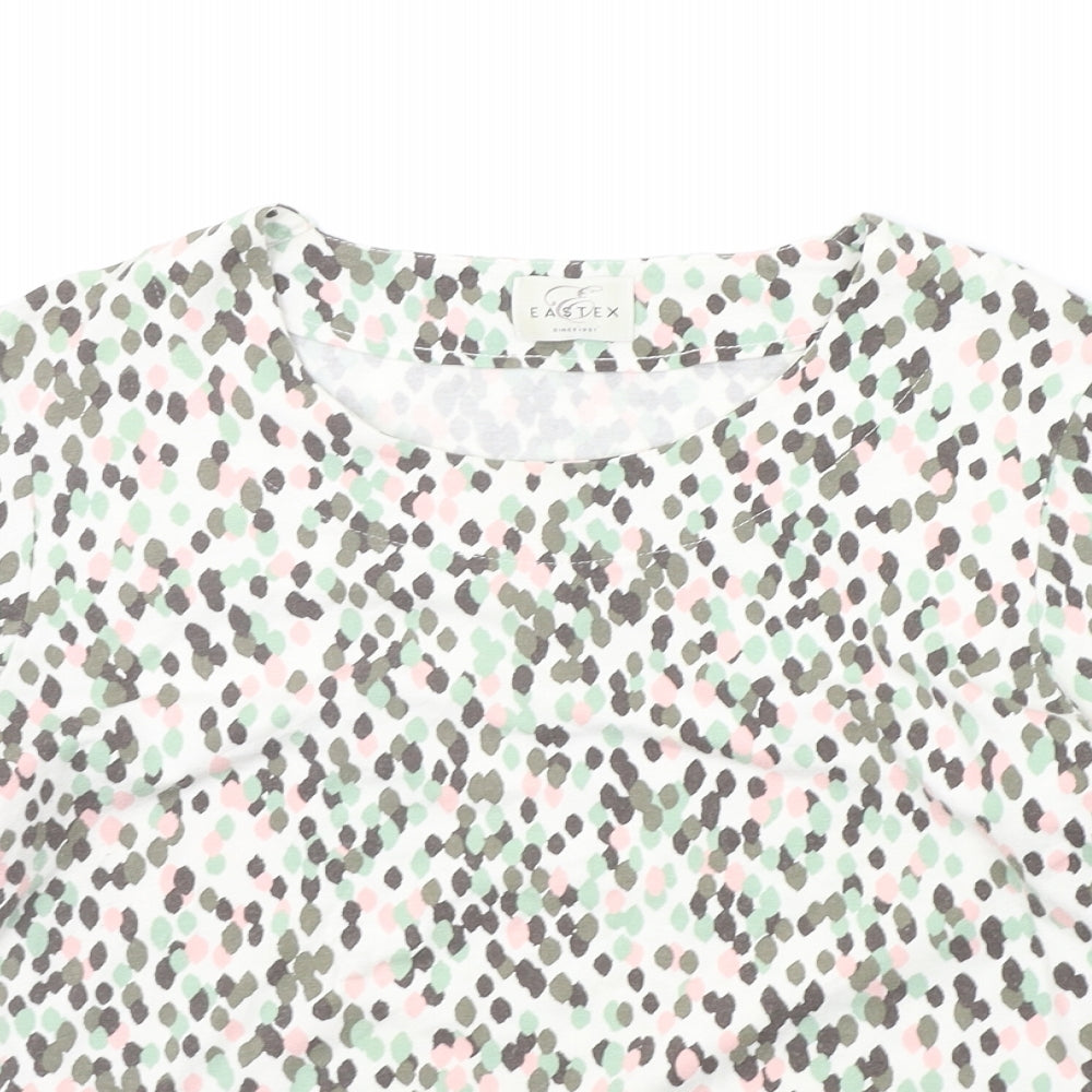 Eastex Womens White Geometric  Basic T-Shirt Size 14