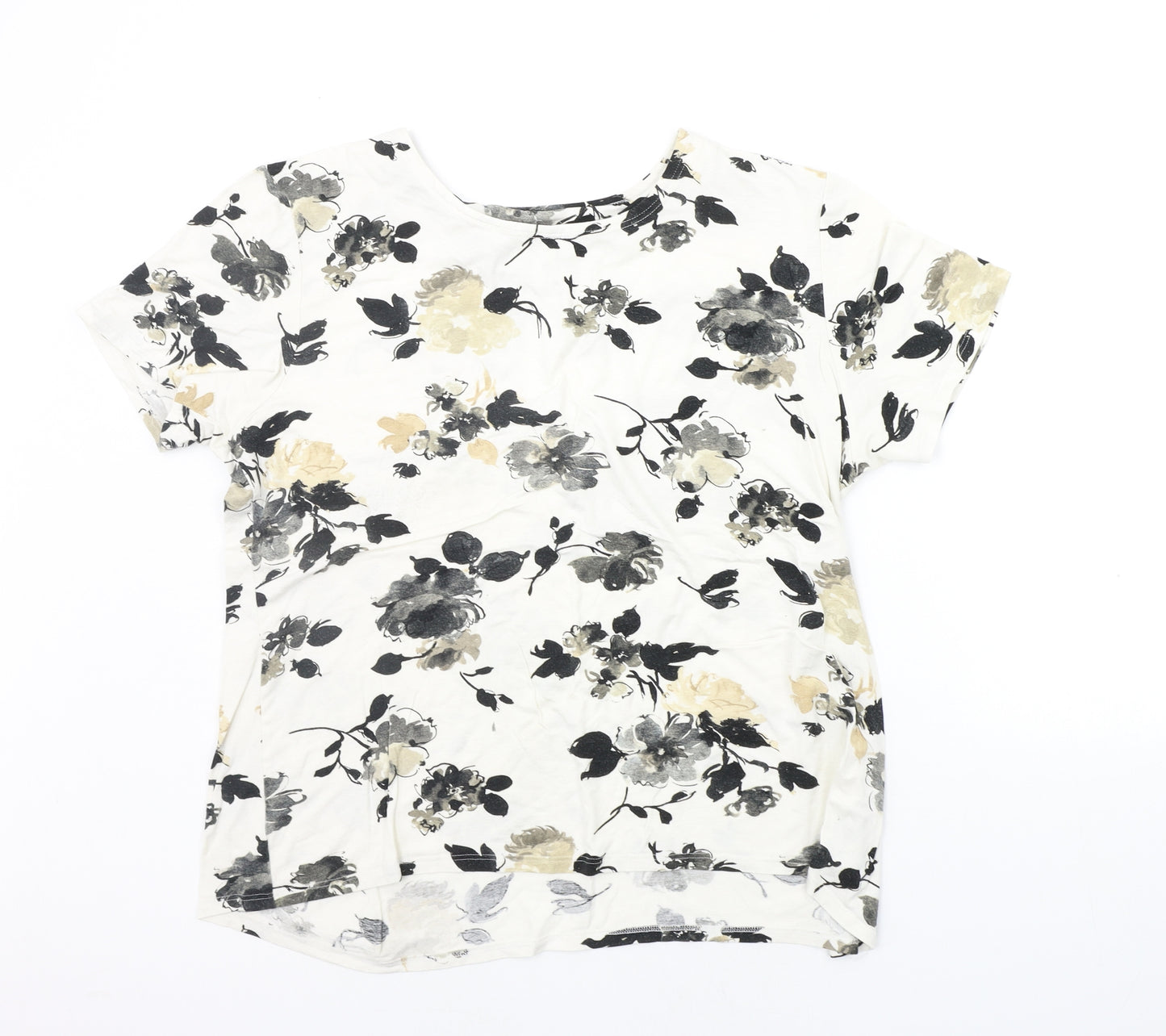 Gina Minetti Womens White Floral  Basic T-Shirt Size 2XL