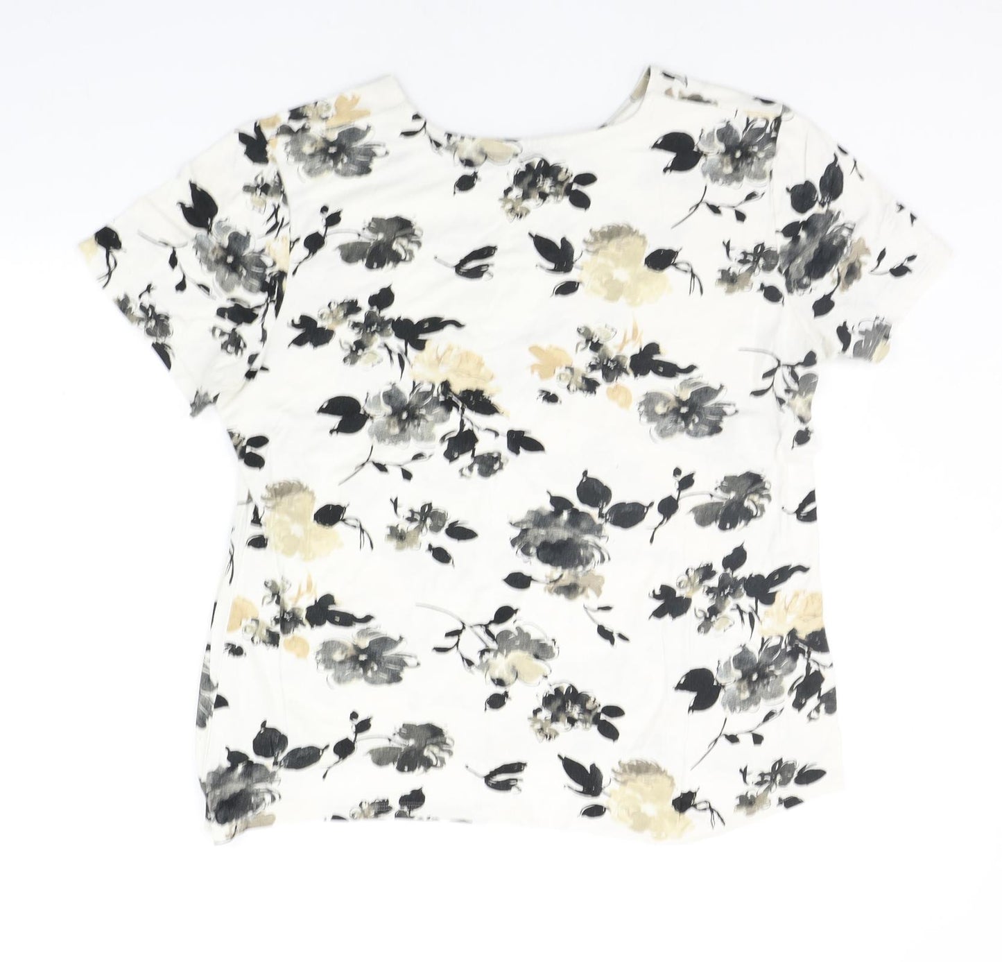 Gina Minetti Womens White Floral  Basic T-Shirt Size 2XL