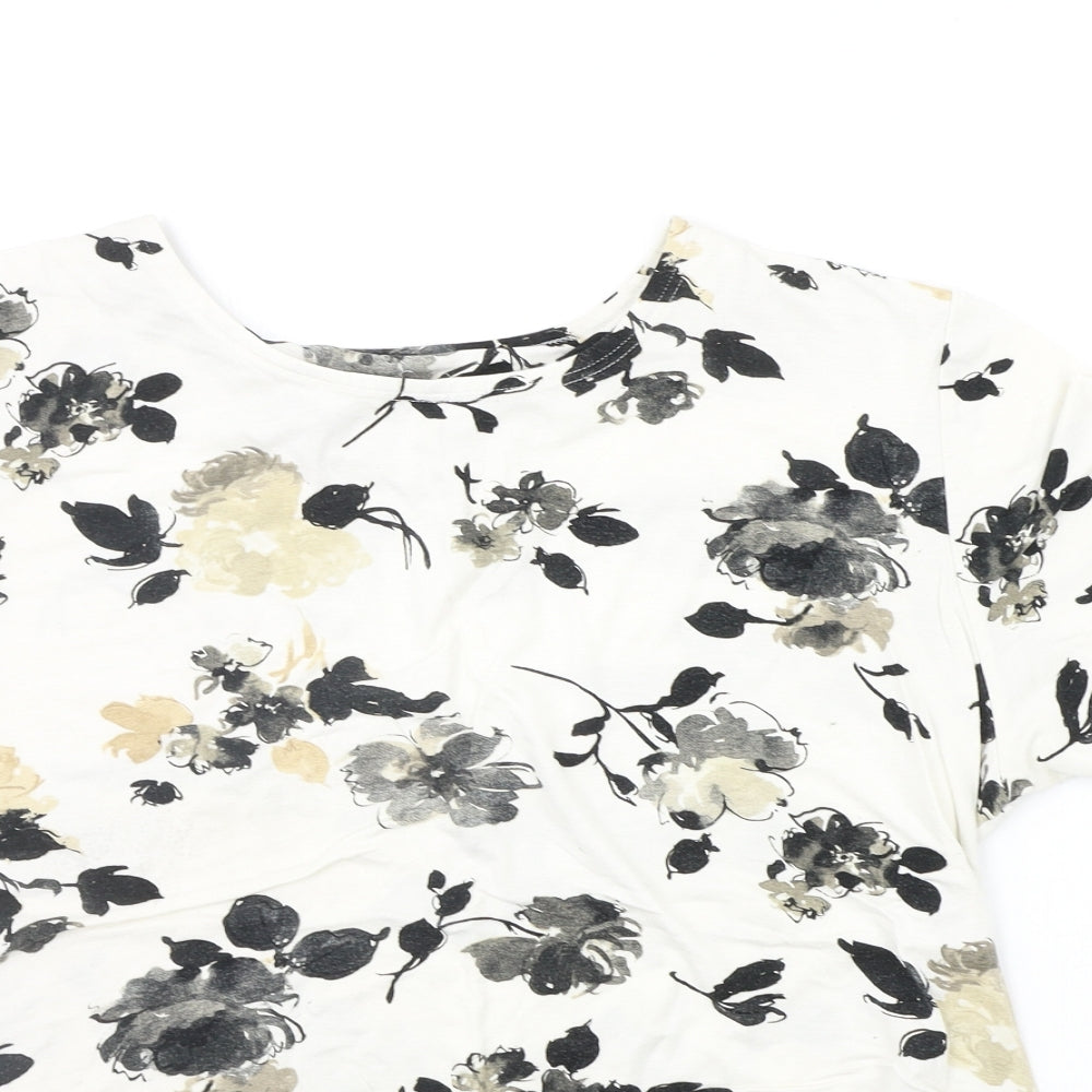 Gina Minetti Womens White Floral  Basic T-Shirt Size 2XL