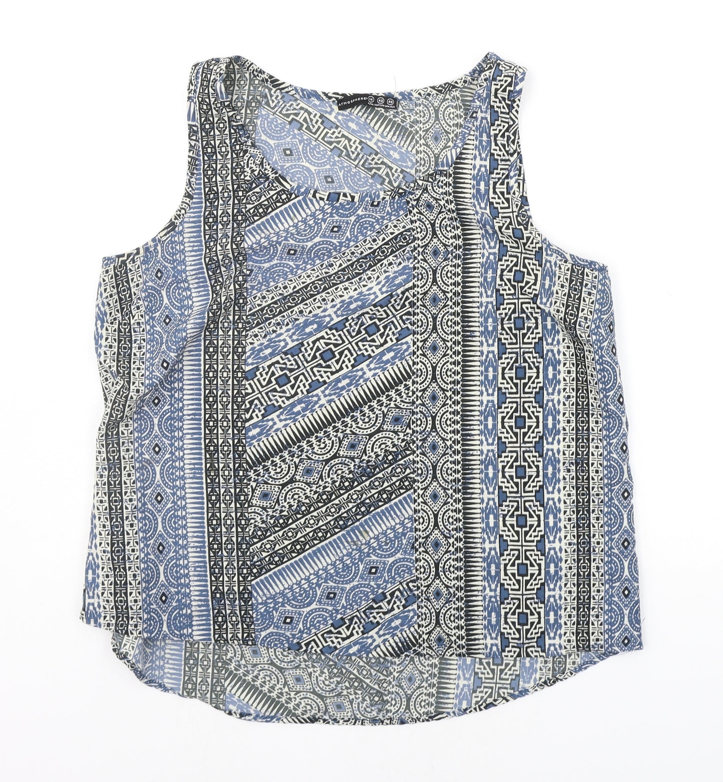 Atmsophere Womens Blue Geometric  Basic Tank Size 14