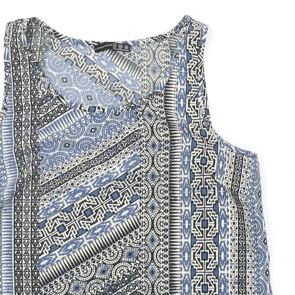 Atmsophere Womens Blue Geometric  Basic Tank Size 14