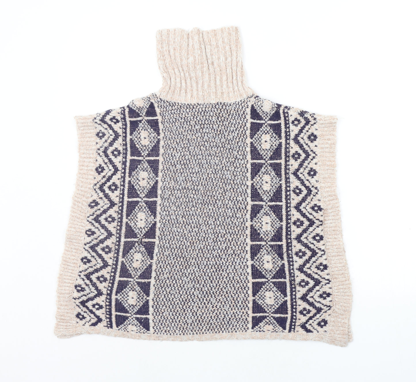 H&M Girls Beige Geometric  Pullover Jumper Size 8 Years