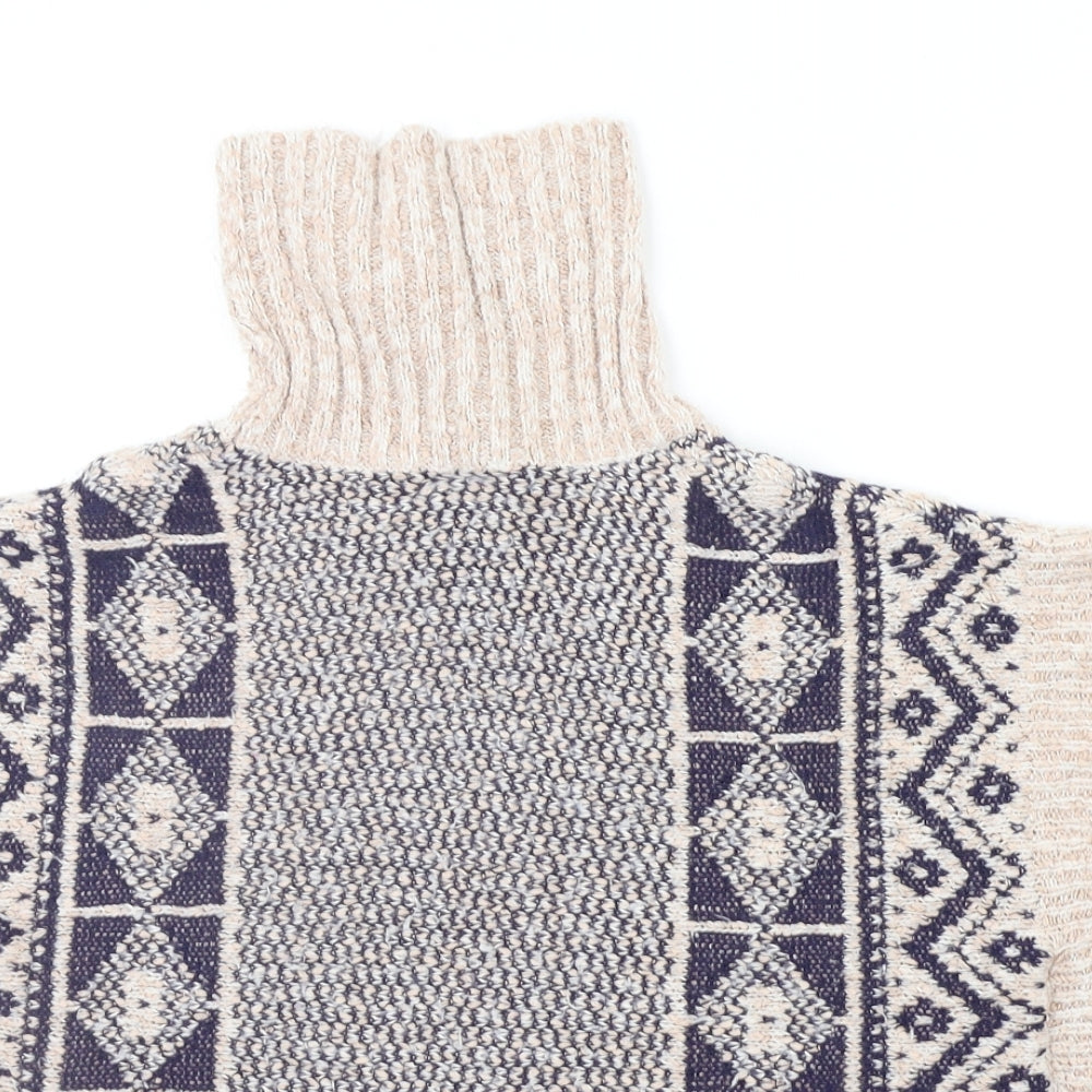 H&M Girls Beige Geometric  Pullover Jumper Size 8 Years