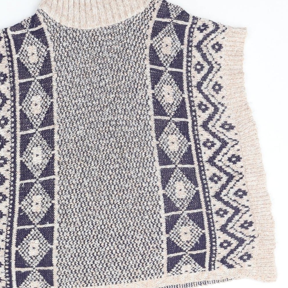 H&M Girls Beige Geometric  Pullover Jumper Size 8 Years