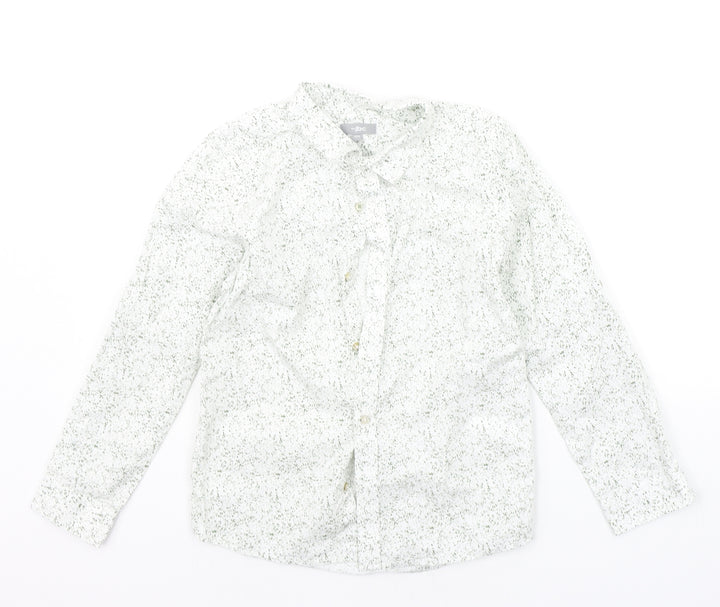 JBC Boys White Geometric  Basic Button-Up Size 8-9 Years