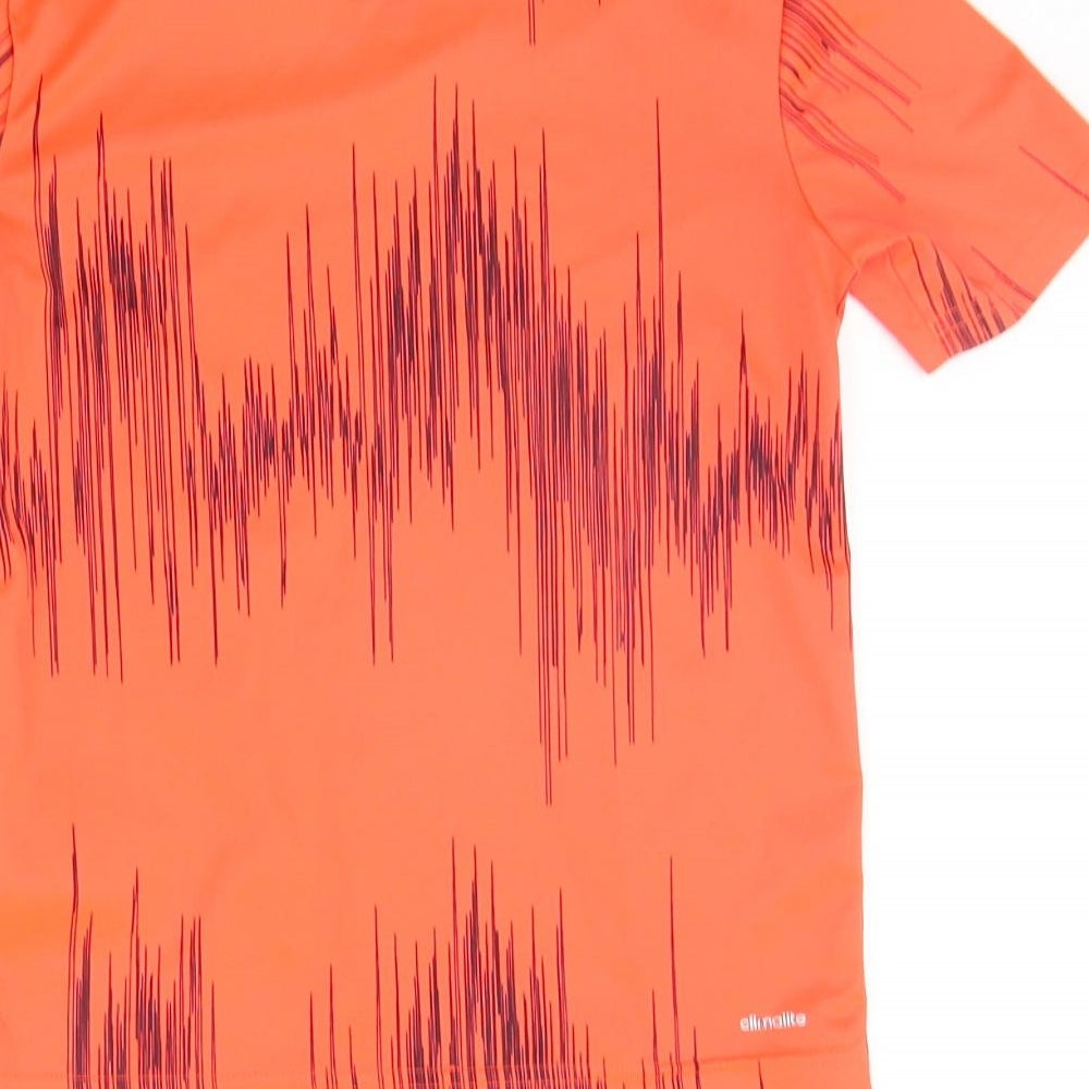 adidas Boys Orange Geometric  Basic T-Shirt Size 7-8 Years  - messi