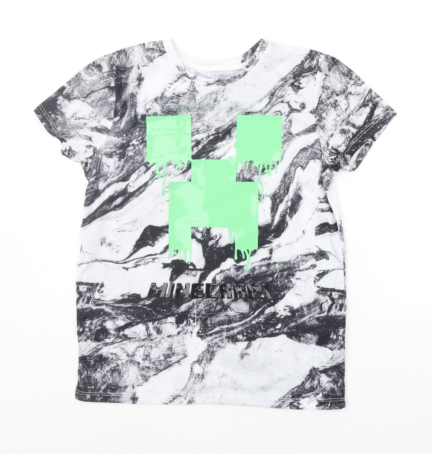 Primark Boys White Floral  Basic T-Shirt Size 10-11 Years  - MINECRAFT
