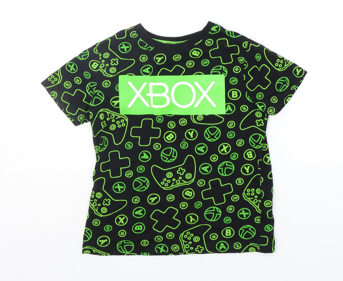 TESCO Boys Black Geometric  Basic T-Shirt Size 7-8 Years  - xbox