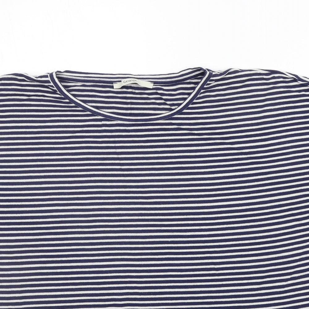 George Womens Blue Striped  Basic T-Shirt Size 12