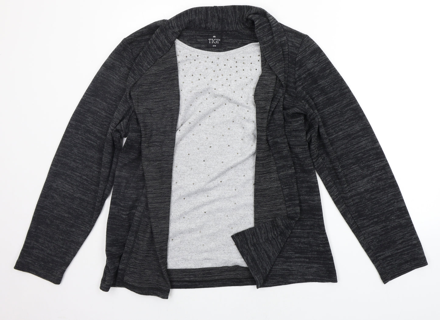 TIGI Womens Grey   Cardigan Jumper Size 14  - jewl detail