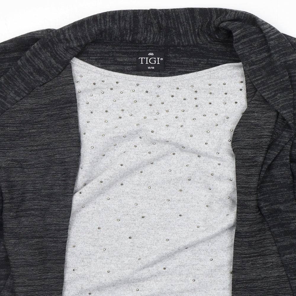 TIGI Womens Grey   Cardigan Jumper Size 14  - jewl detail