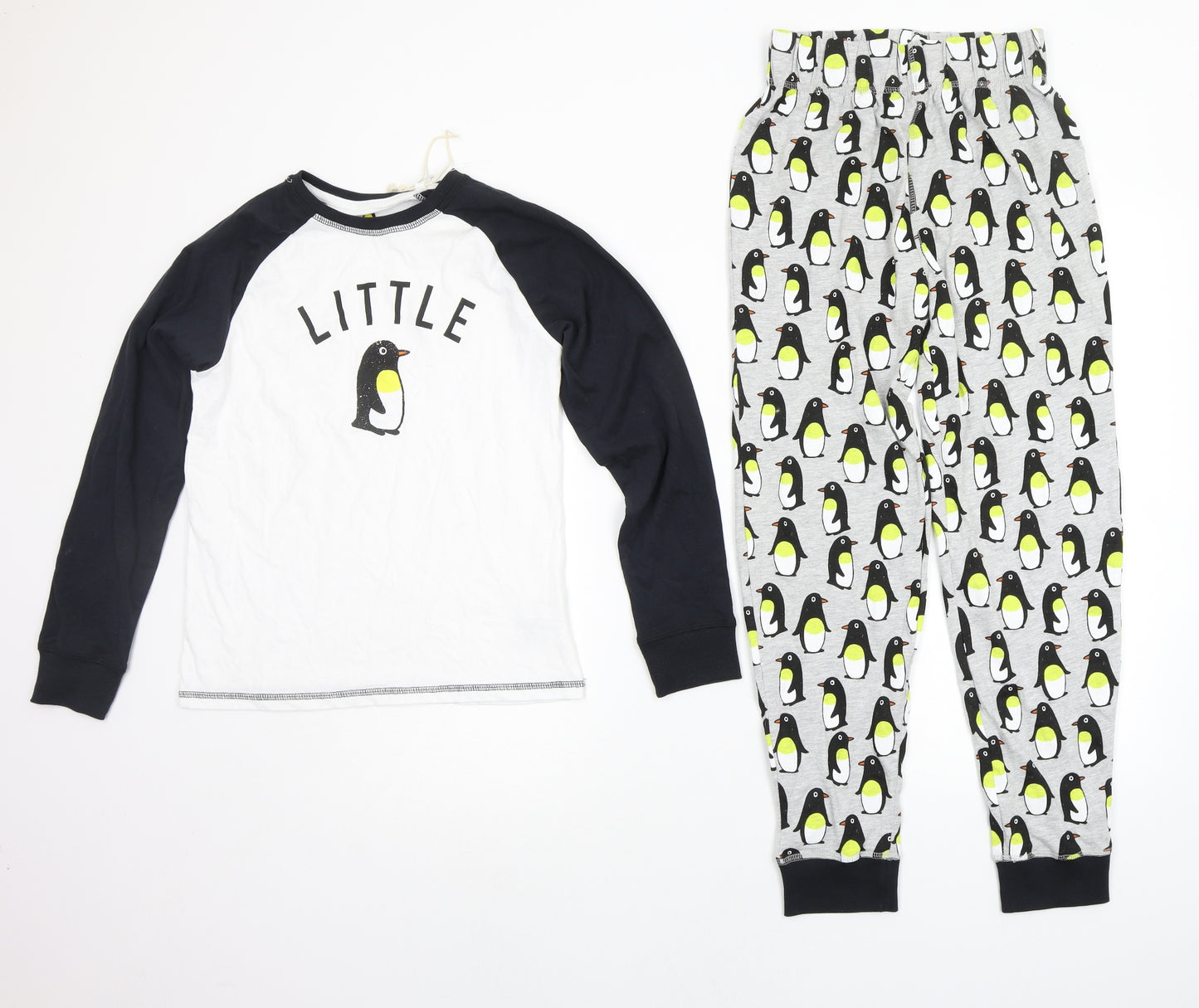 NEXT Boys Black Geometric   Pyjama Set Size 11 Years  - PENGUINS