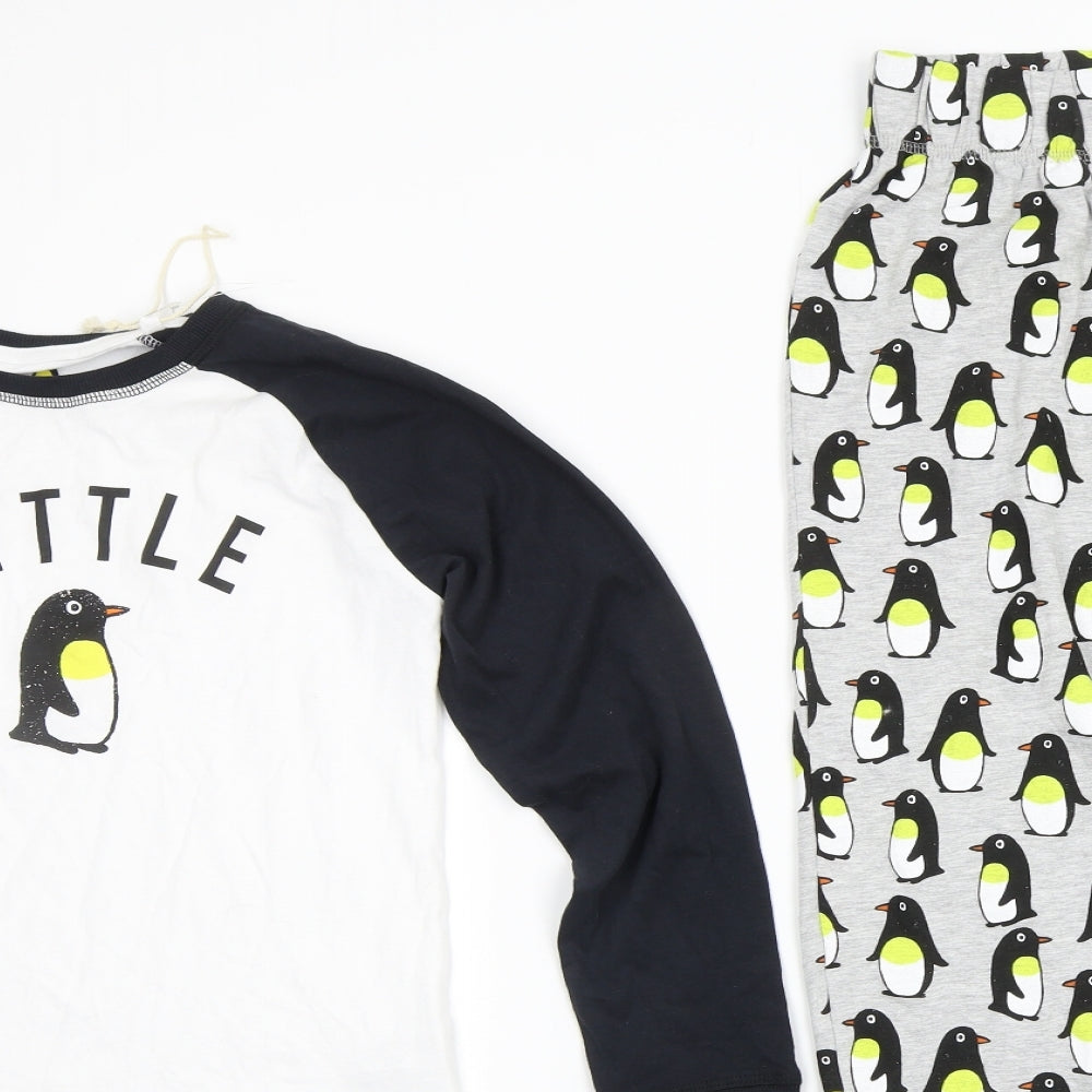 NEXT Boys Black Geometric   Pyjama Set Size 11 Years  - PENGUINS
