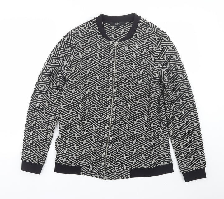 NEXT Womens Black Geometric  Jacket Coat Size 14