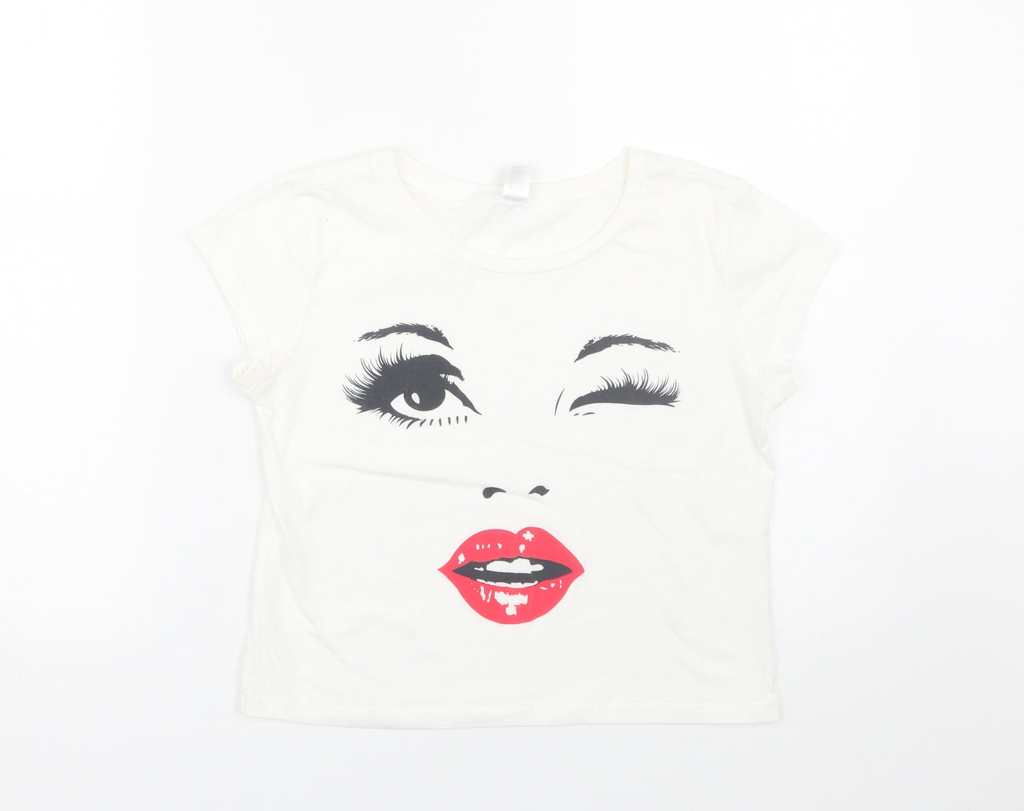 Corner Shop Womens White   Cropped T-Shirt Size S