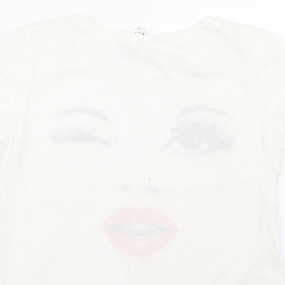 Corner Shop Womens White   Cropped T-Shirt Size S
