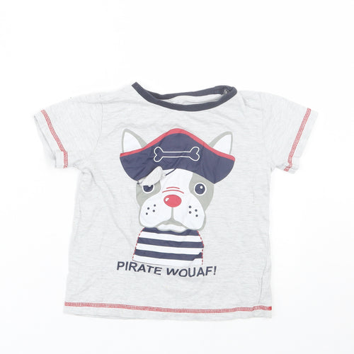 U essential Boys Grey   Basic T-Shirt Size 4 Years  - Dog