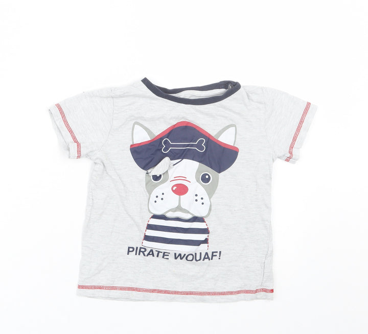 U essential Boys Grey Basic T-Shirt Size 4 Years - Dog