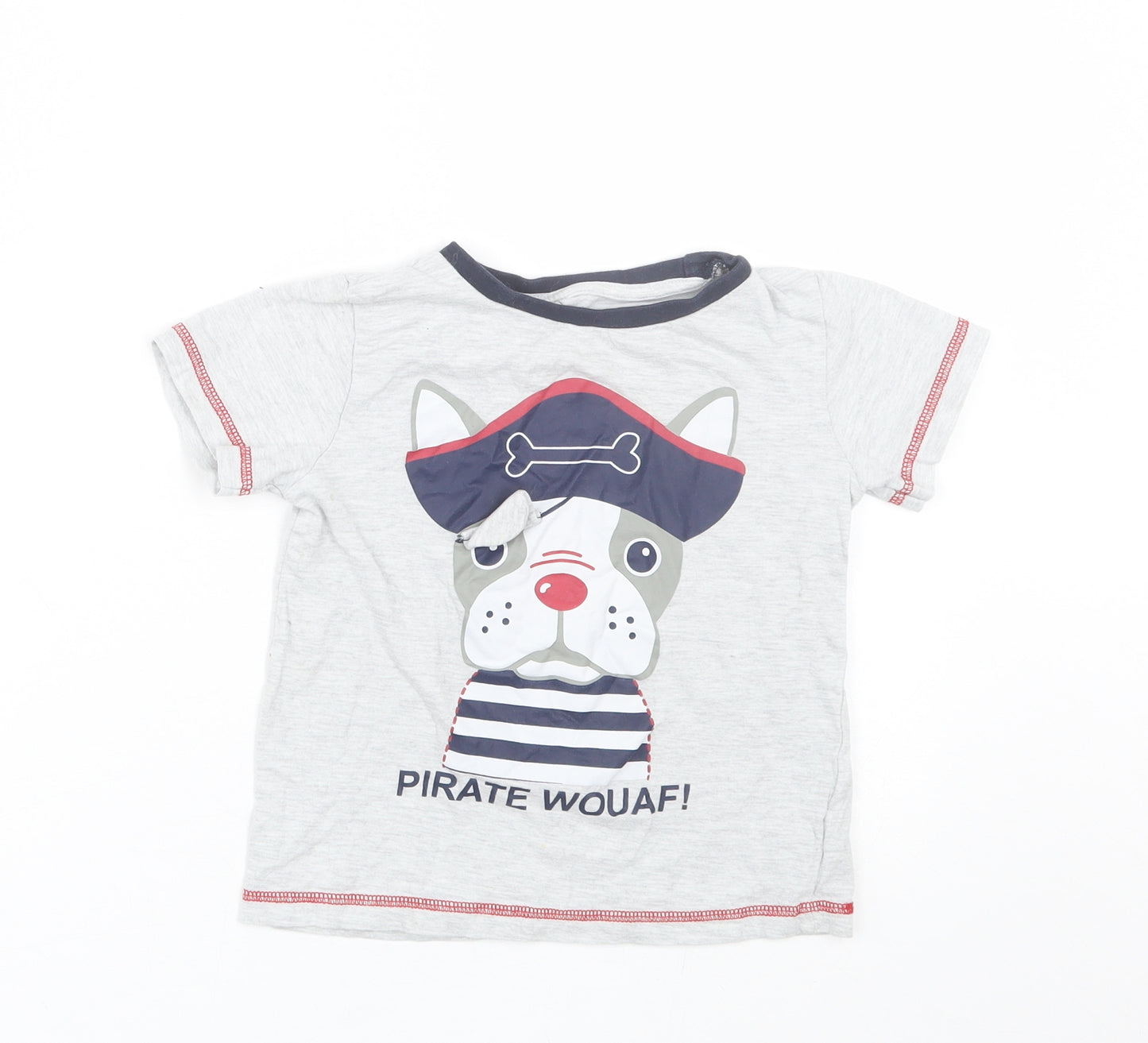 U essential Boys Grey   Basic T-Shirt Size 4 Years  - Dog