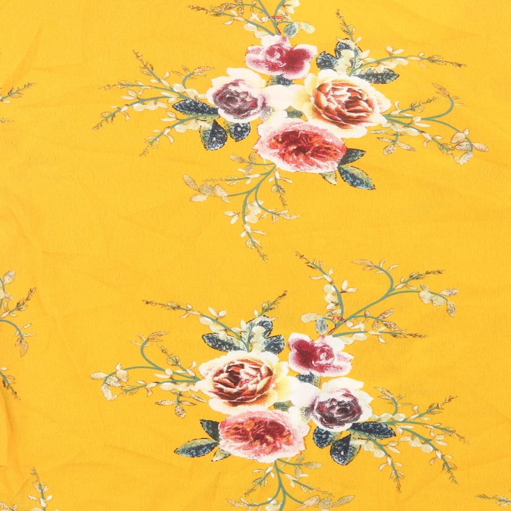 shien Womens Yellow Floral  Basic Blouse Size XL