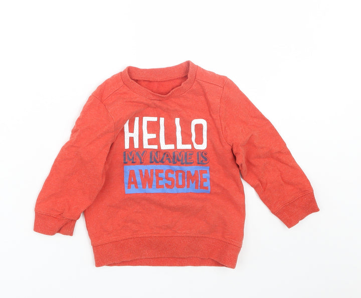 Mothercare Boys Red   Pullover Jumper Size 12-18 Months
