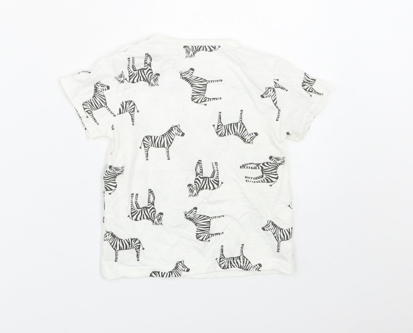 TU Girls White Animal Print  Basic T-Shirt Size 12-18 Months  - Zebra