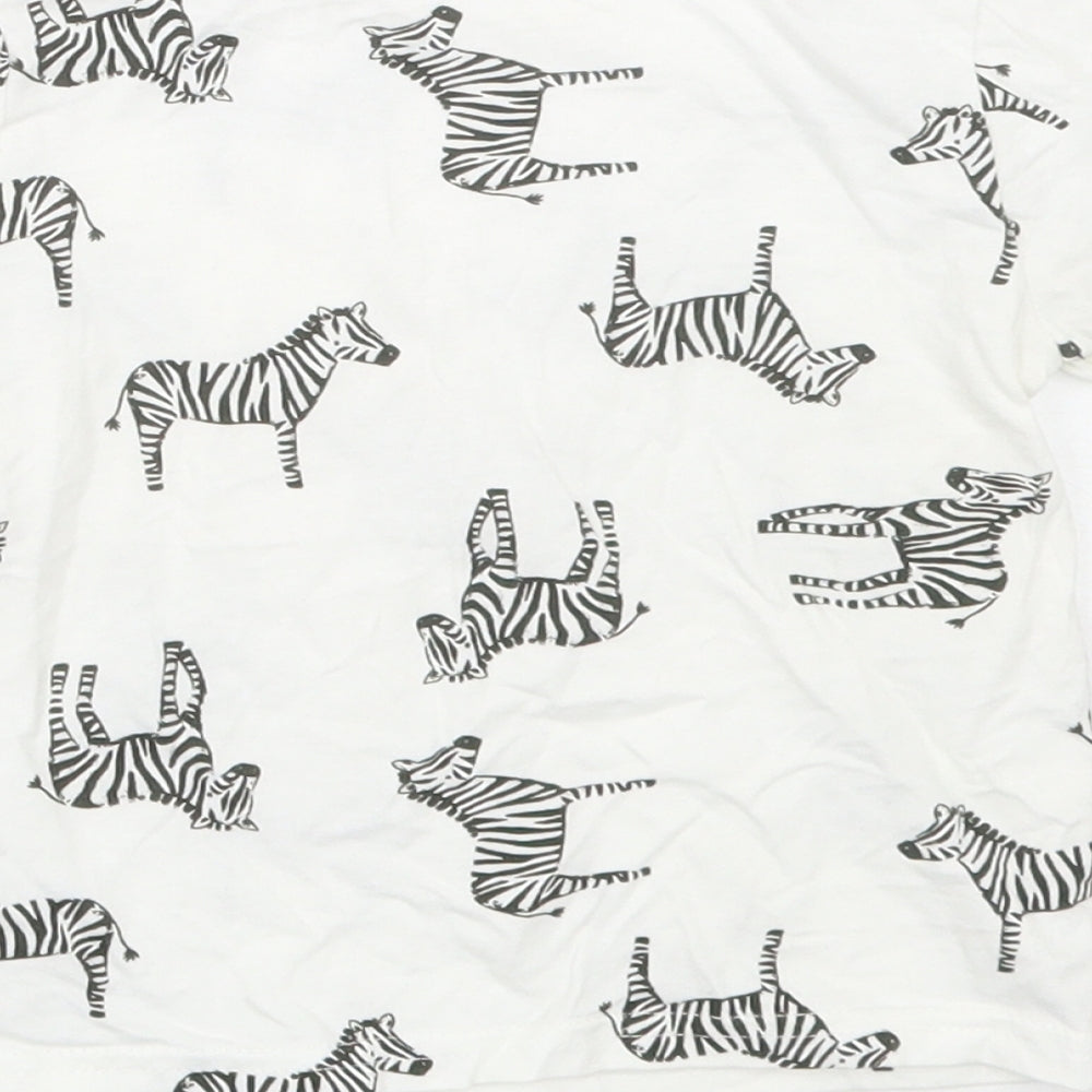 TU Girls White Animal Print  Basic T-Shirt Size 12-18 Months  - Zebra
