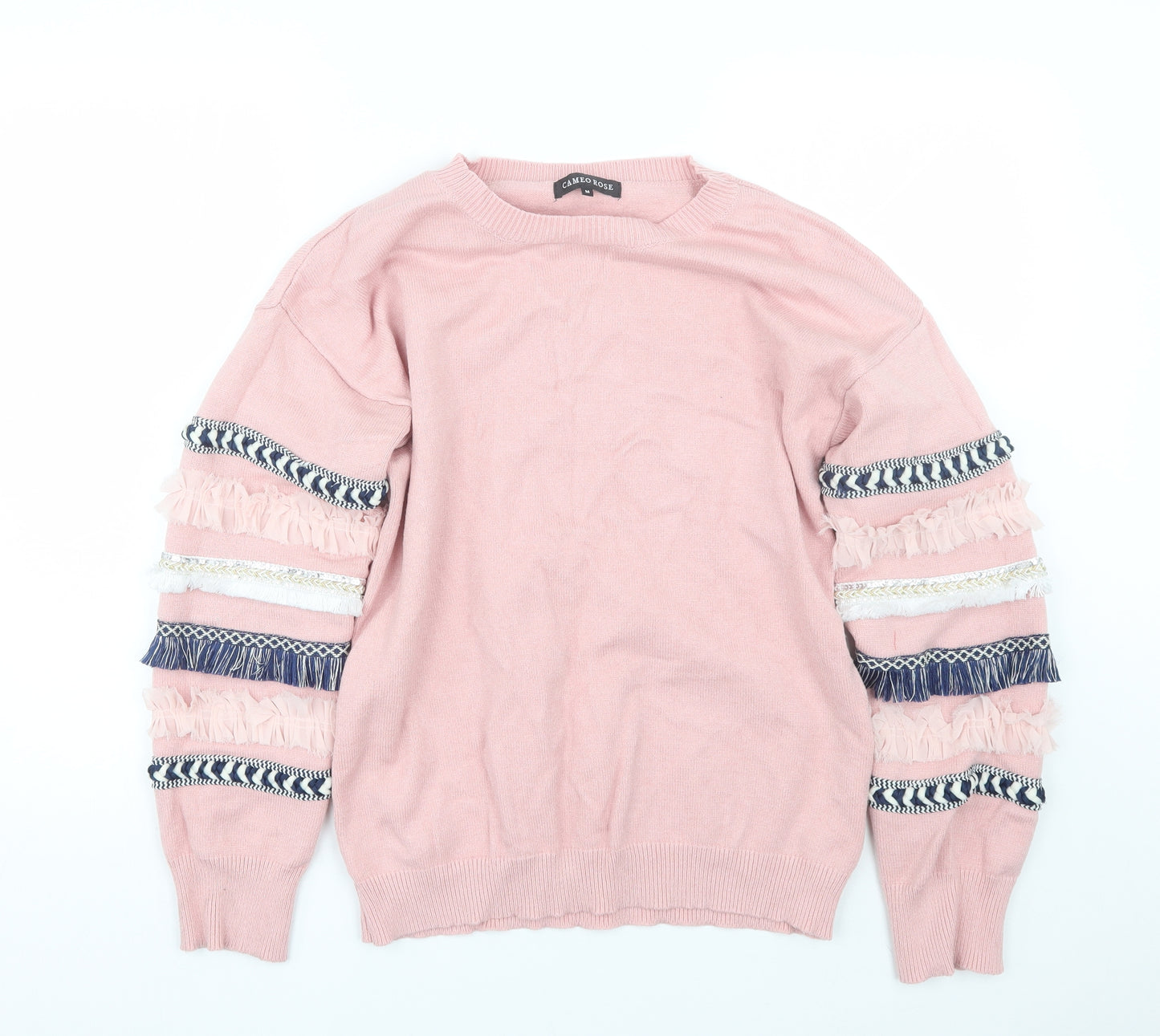 Cameo rose Womens Pink Striped  Pullover Jumper Size M
