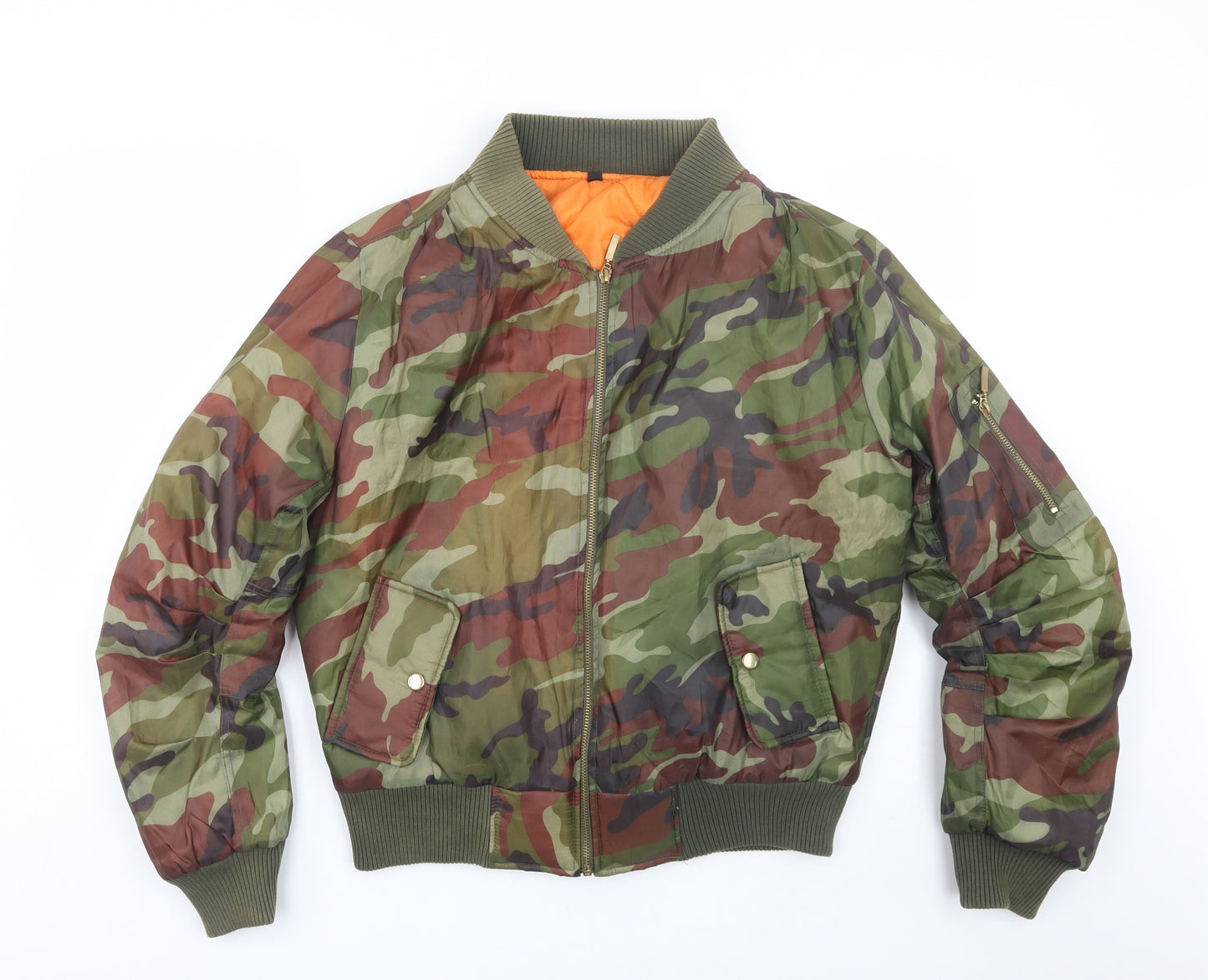 Preworn Womens Green Camouflage  Bomber Jacket Coat Size 12