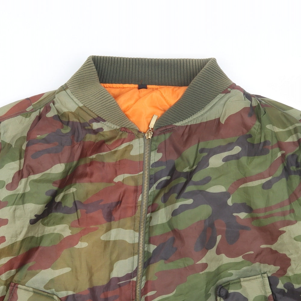 Preworn Womens Green Camouflage  Bomber Jacket Coat Size 12
