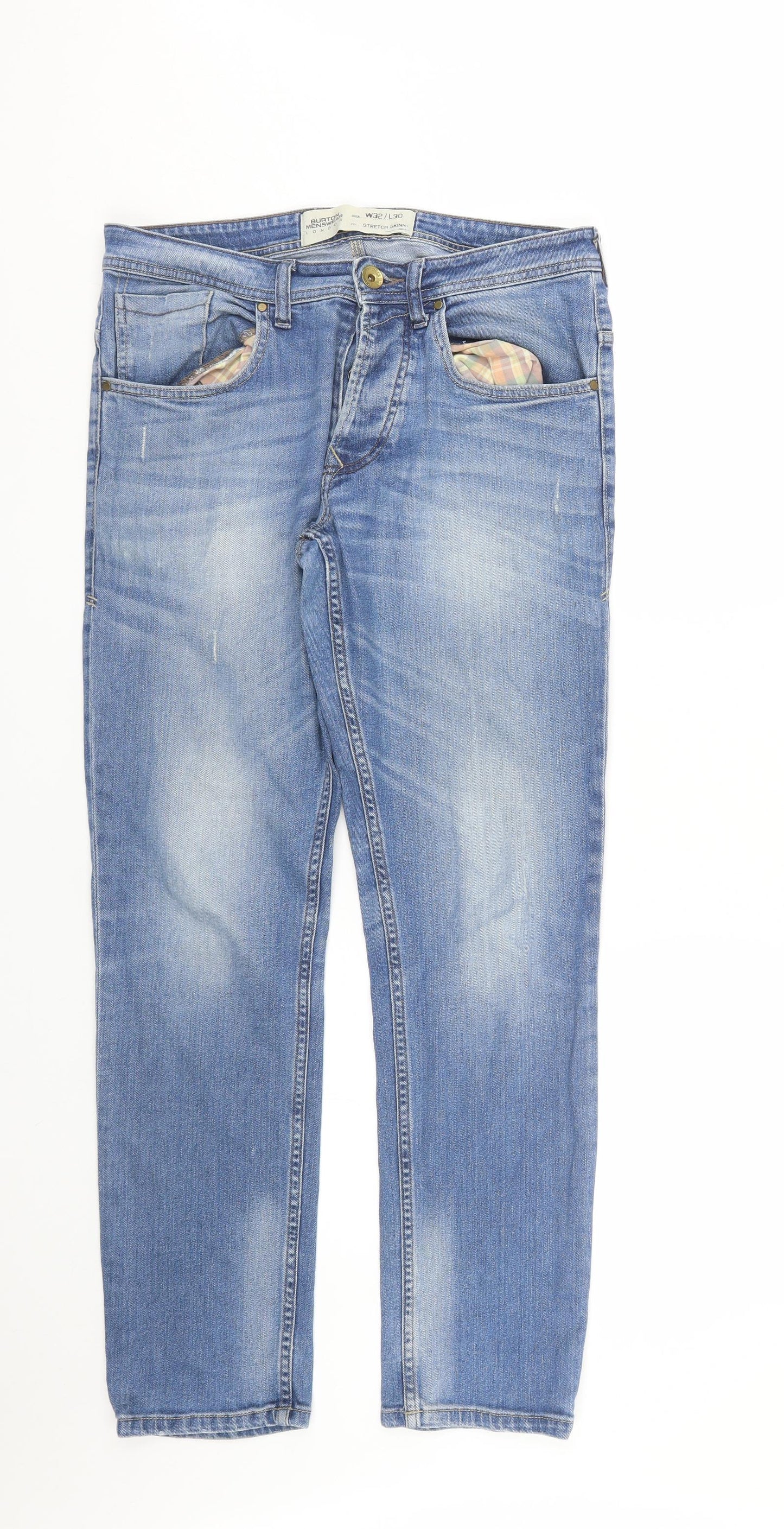 Burton Mens Blue  Denim Skinny Jeans Size 32 L29 in