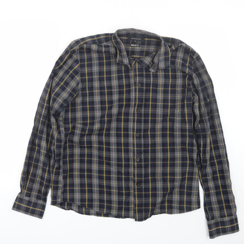 Peacocks Mens Blue Plaid   Button-Up Size M