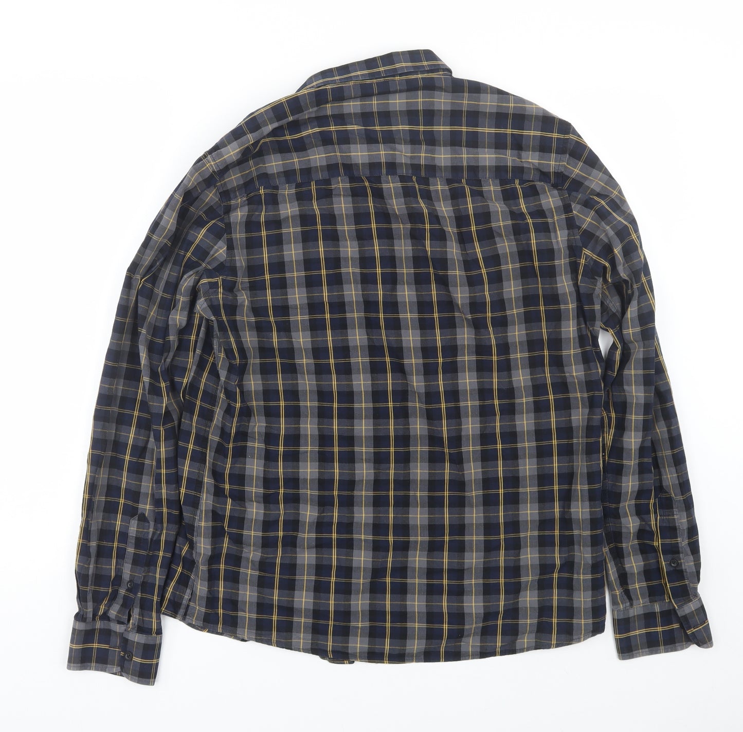Peacocks Mens Blue Plaid   Button-Up Size M