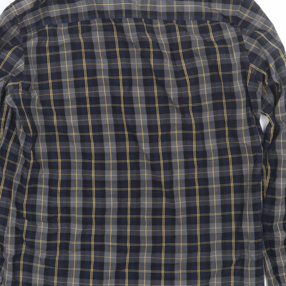 Peacocks Mens Blue Plaid   Button-Up Size M