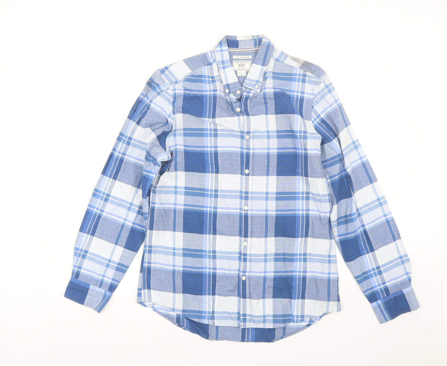 F&F Mens Blue Plaid   Button-Up Size M