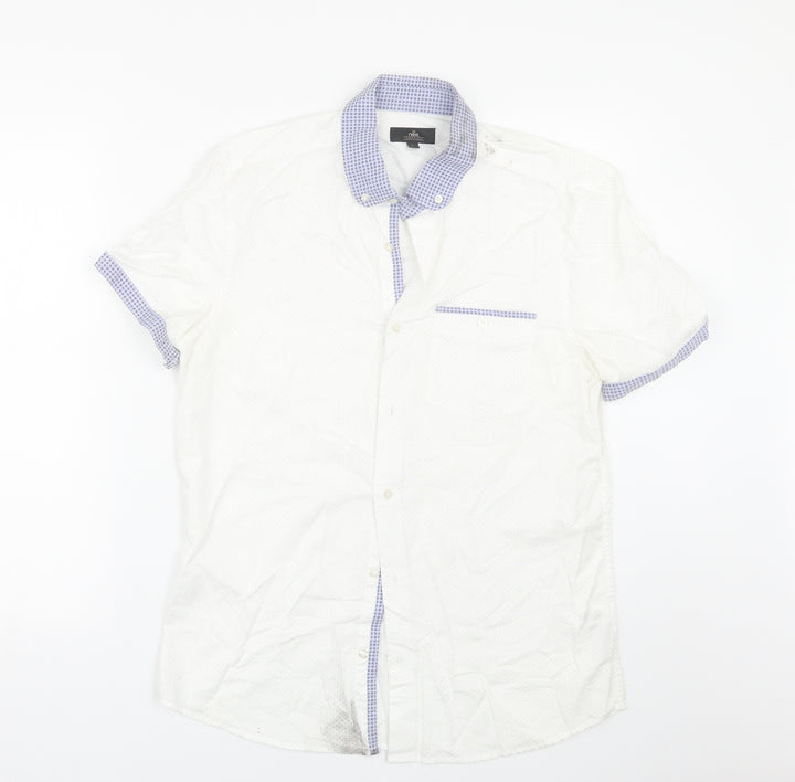 NEXT Mens White Polka Dot   Button-Up Size M