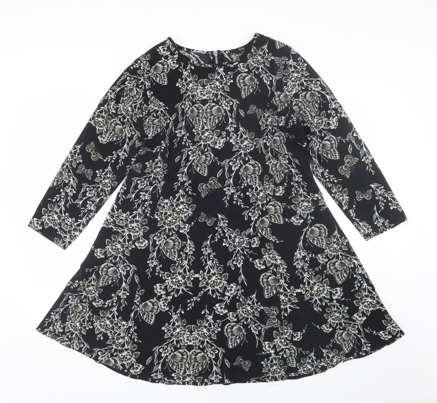F&F Womens Black Floral  T-Shirt Dress  Size 10