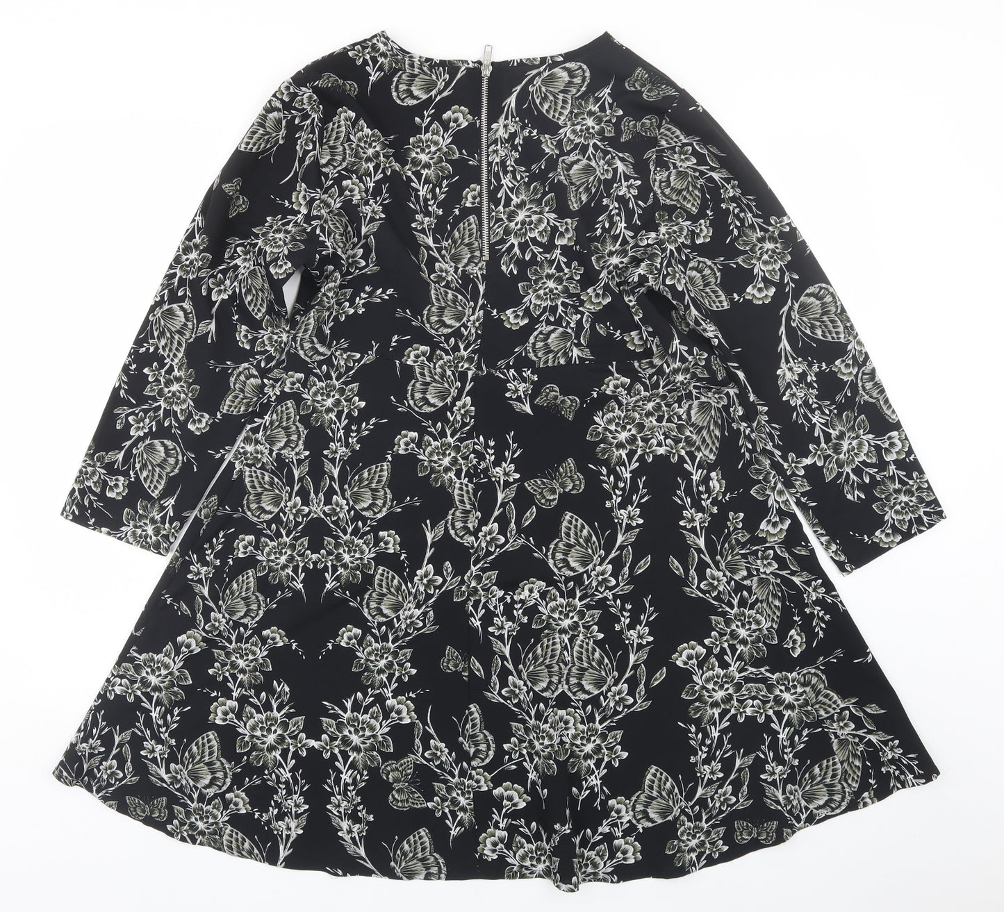 F&F Womens Black Floral  T-Shirt Dress  Size 10