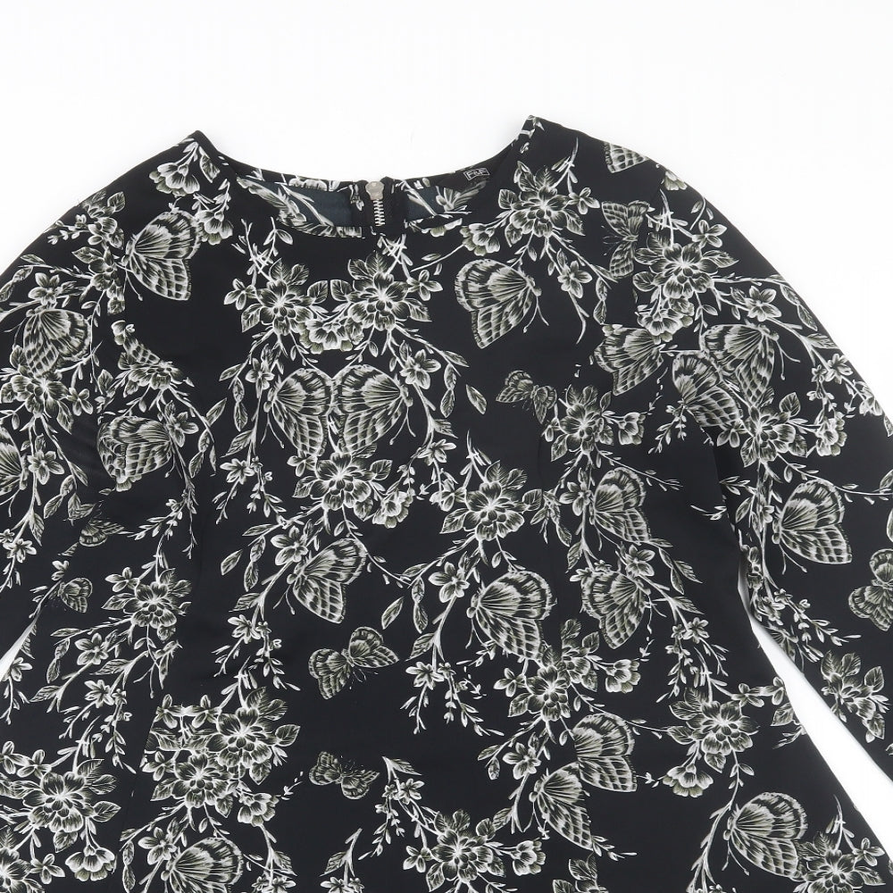 F&F Womens Black Floral  T-Shirt Dress  Size 10