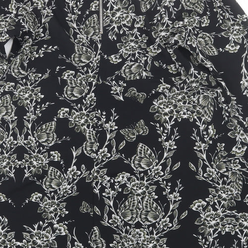 F&F Womens Black Floral  T-Shirt Dress  Size 10