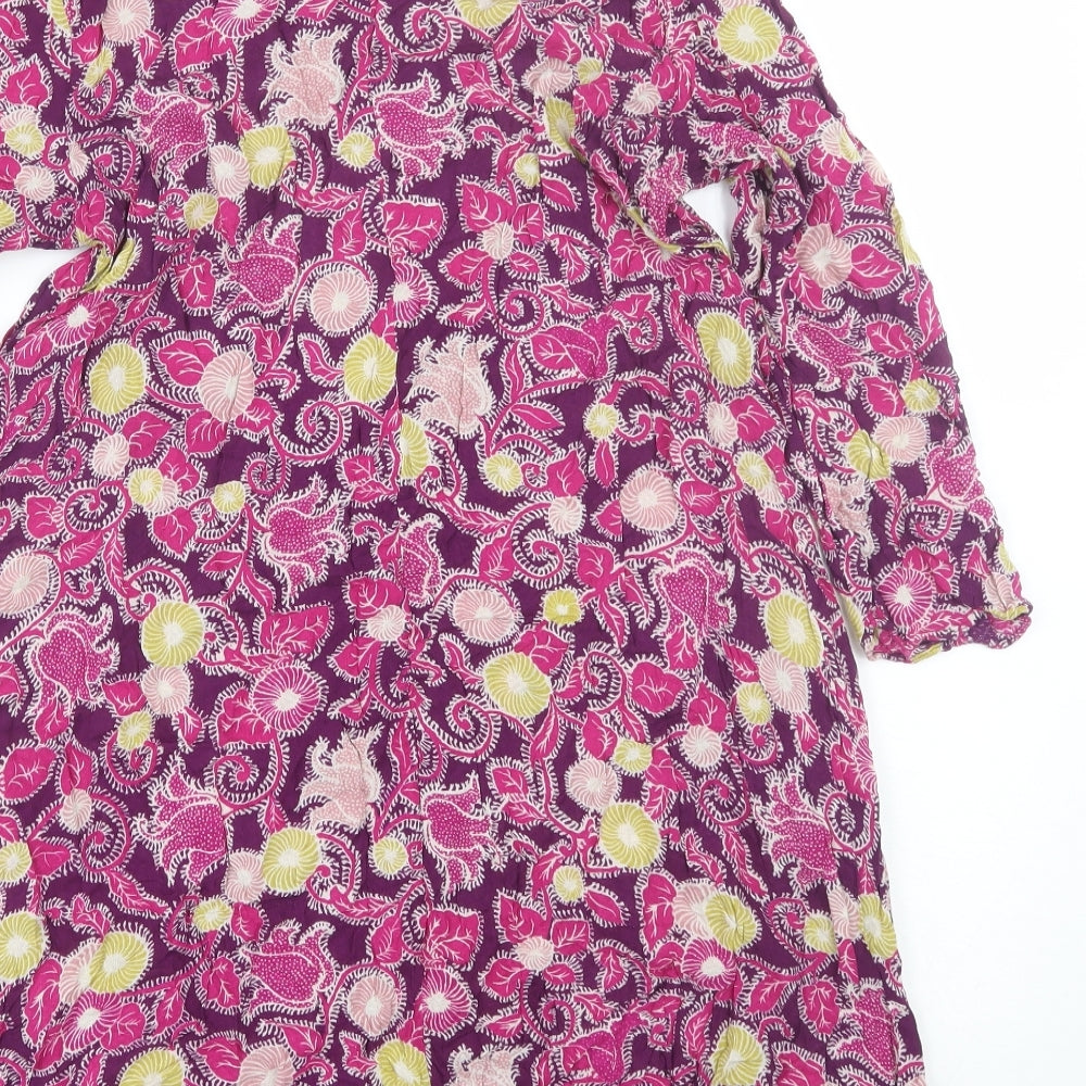 M&S Womens Pink Floral  T-Shirt Dress  Size 10
