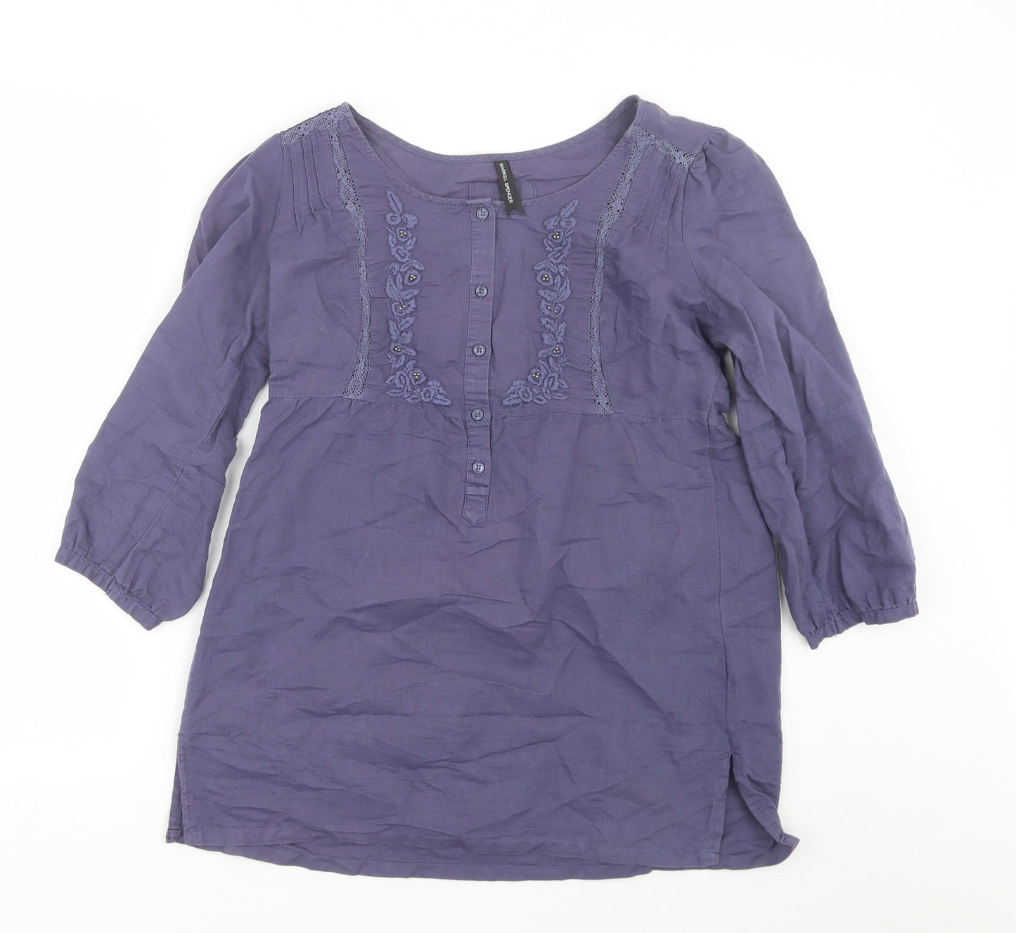 M&S Womens Blue   Basic Blouse Size 8