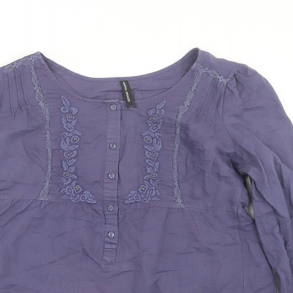 M&S Womens Blue   Basic Blouse Size 8
