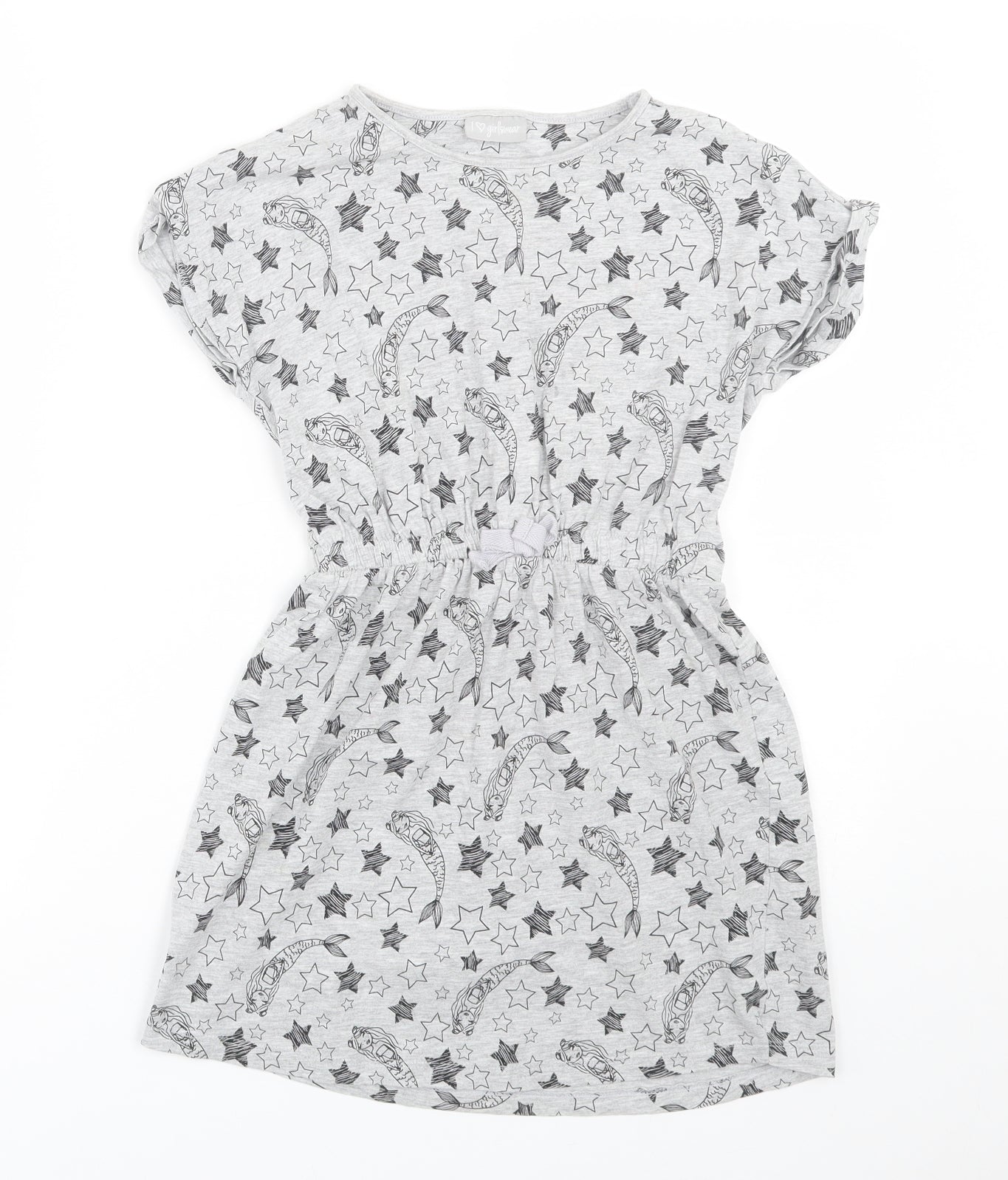 Matalan Girls Grey   T-Shirt Dress  Size 10 Years  - Mermaids
