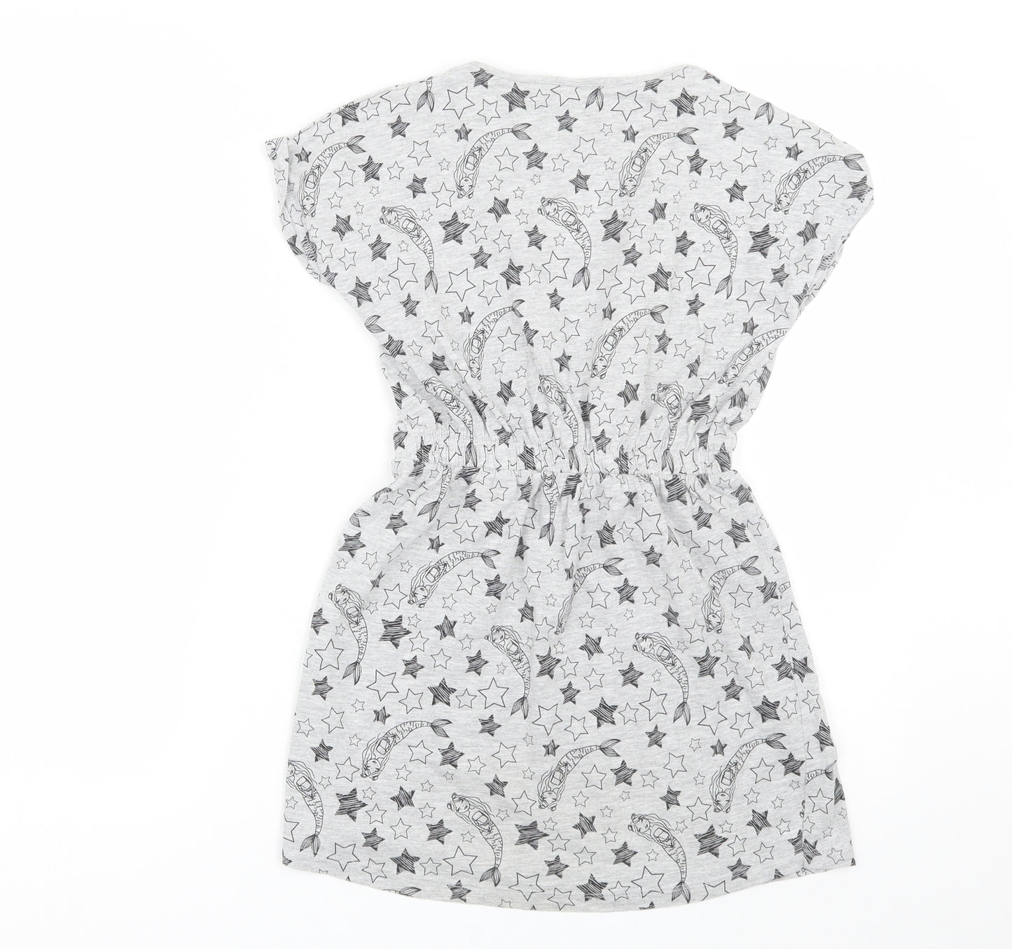 Matalan Girls Grey   T-Shirt Dress  Size 10 Years  - Mermaids