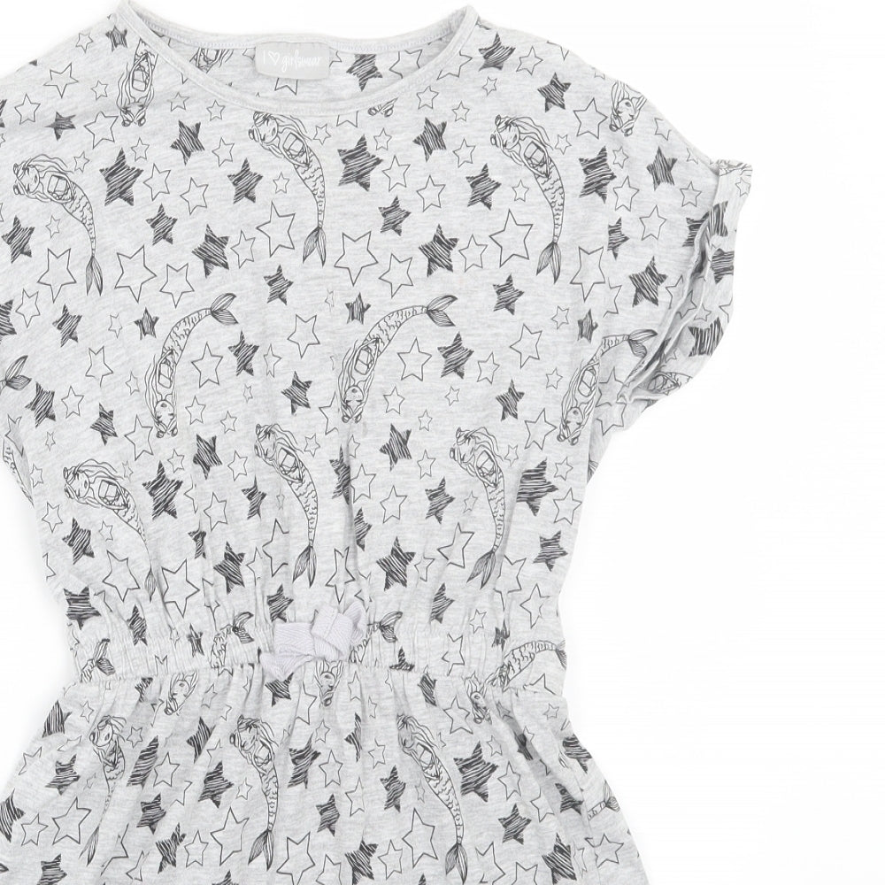 Matalan Girls Grey   T-Shirt Dress  Size 10 Years  - Mermaids