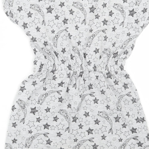 Matalan Girls Grey   T-Shirt Dress  Size 10 Years  - Mermaids