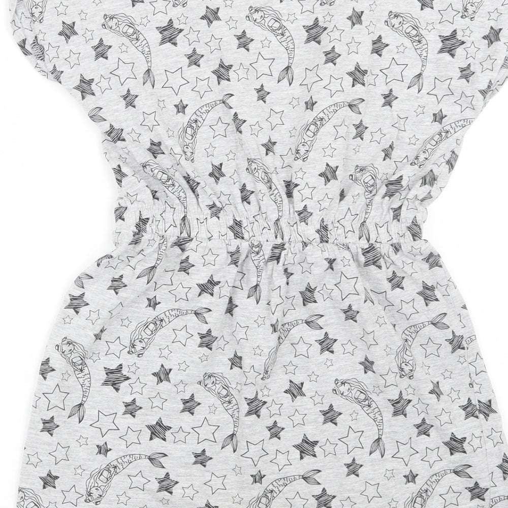 Matalan Girls Grey   T-Shirt Dress  Size 10 Years  - Mermaids
