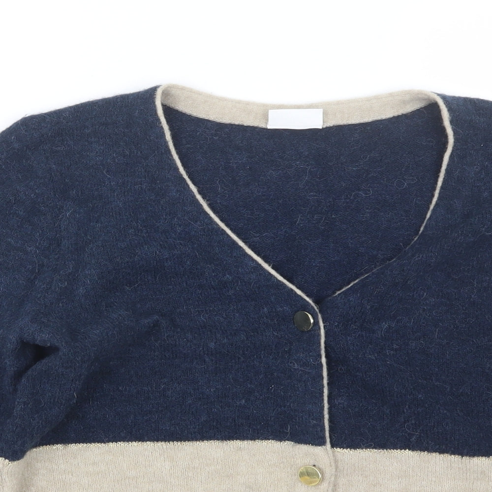 VILA Womens Blue Striped  Cardigan Jumper Size L